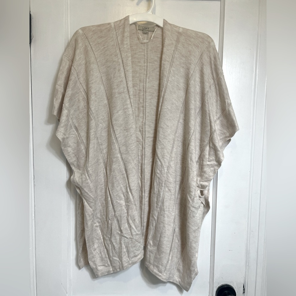 LOFT oversized beige wrap poncho sweater, size xs/small